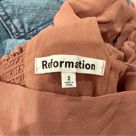 Reformation Dress Twilight Midi Sleeve Tie in Praline Pink - Picture 7 of 9